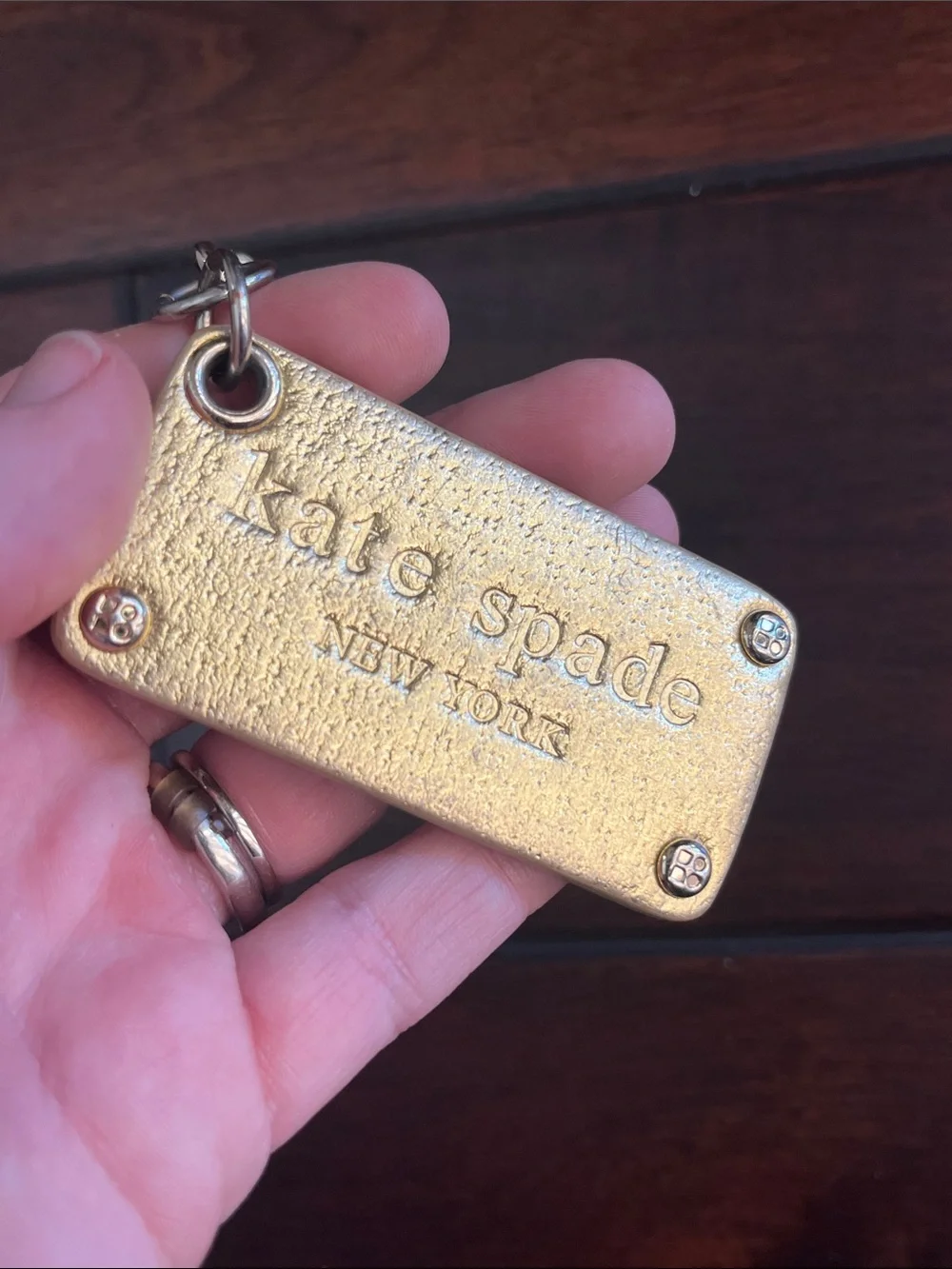 kate spade Gold Logo Leather Keychain